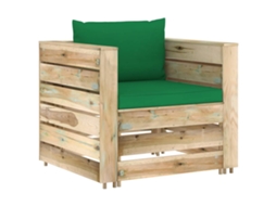 Maison Exclusive - 2 Pcs Conj. Lounge Jardim C/ Almofadões Madeira Impreg. Verde