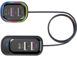 Carregador Portátil Para Carro De 66 W Com 6 Portas Usb, Solução