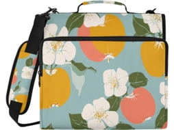 Organizador de mesa para arquivos com 3 argolas, alça de ombro, bolsa com zíper, estampa de frutas Iso Travesso