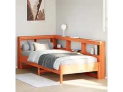 Cama Com Estante Sem Colchão 90x190cm Pinho Maciço Castanho-mel