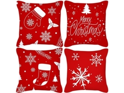 Conjunto De 4 Capas De Almofada Quadradas De Natal 45x45 Cm Estilo B