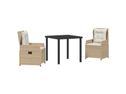 Maison Exclusive - Conjunto De Jantar Para Jardim 3 Pcs Bege E Cinza Claro Vime Pe