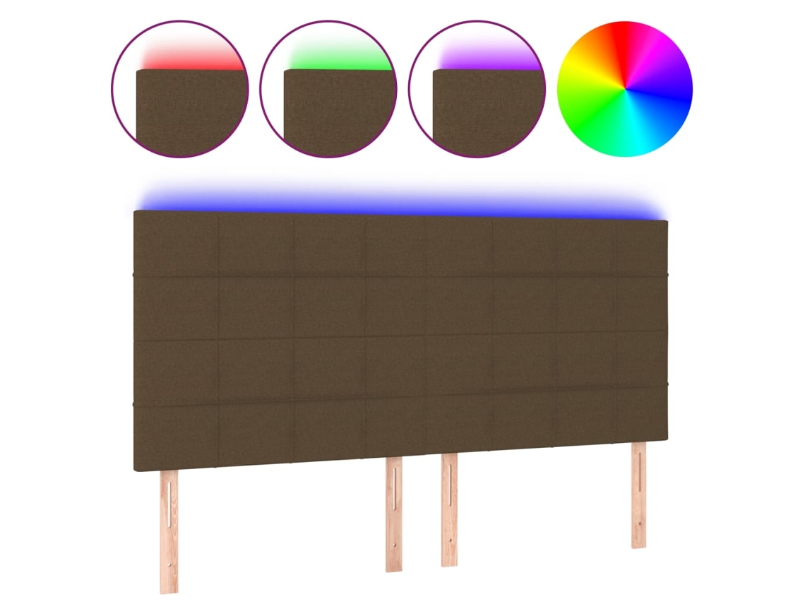 Cabeceira com luzes led VIDAXL Marrom Tecido (180x5x128 cm)