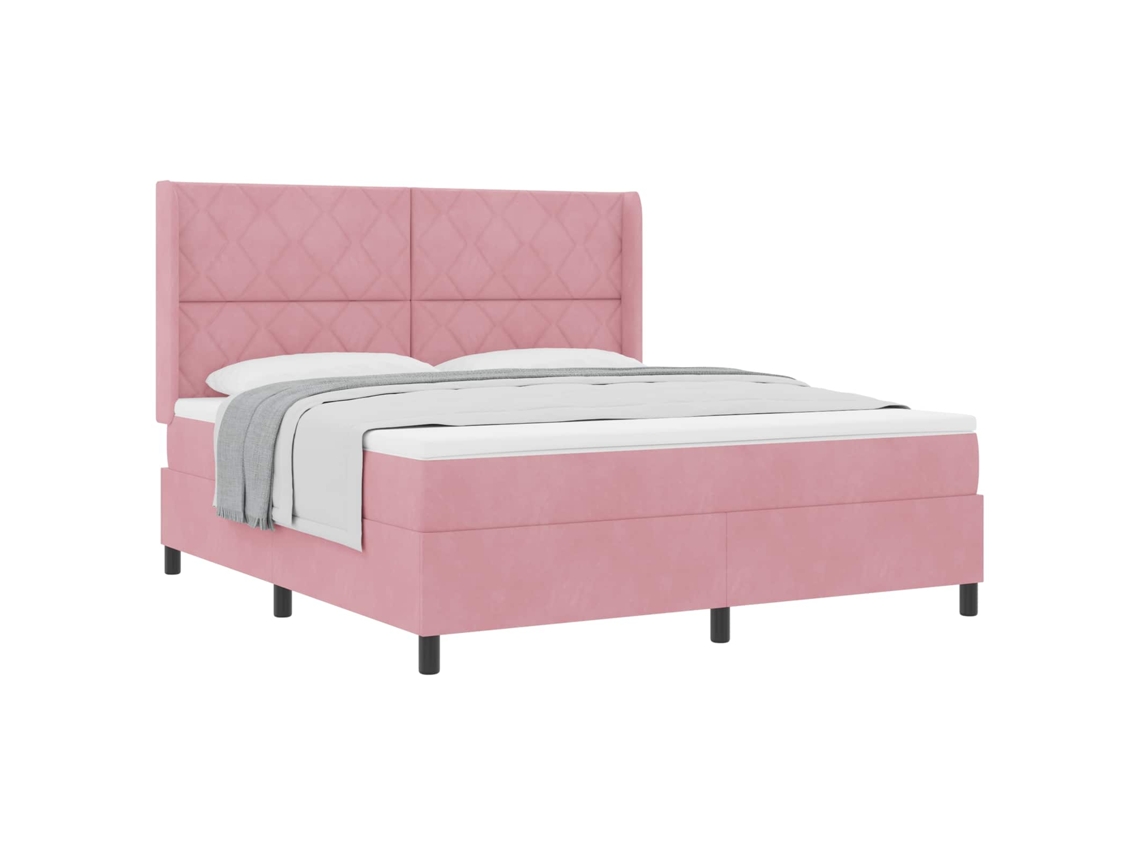Cama Box com Cabeceira Rosa 180 X 200 Cm Veludo MAISON EXCLUSIVE