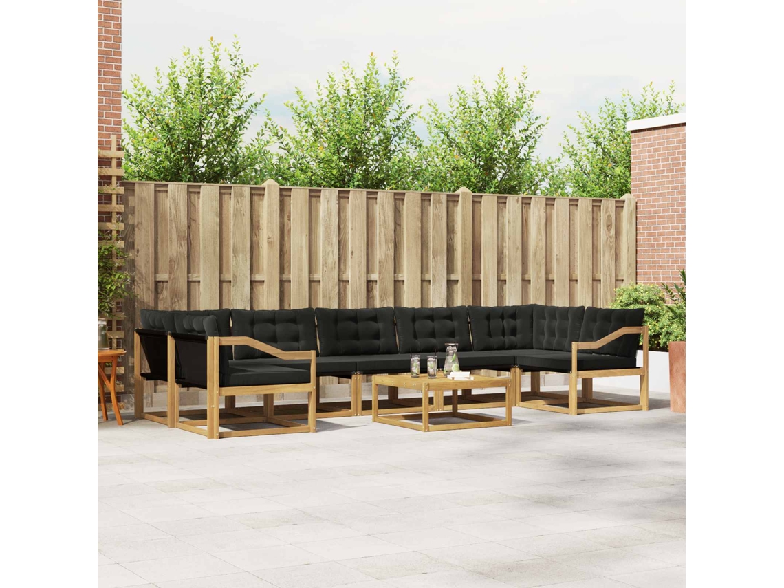 Vidaxl Conjunto De Sofás Para Exterior 8 Pcs Branco E Preto
