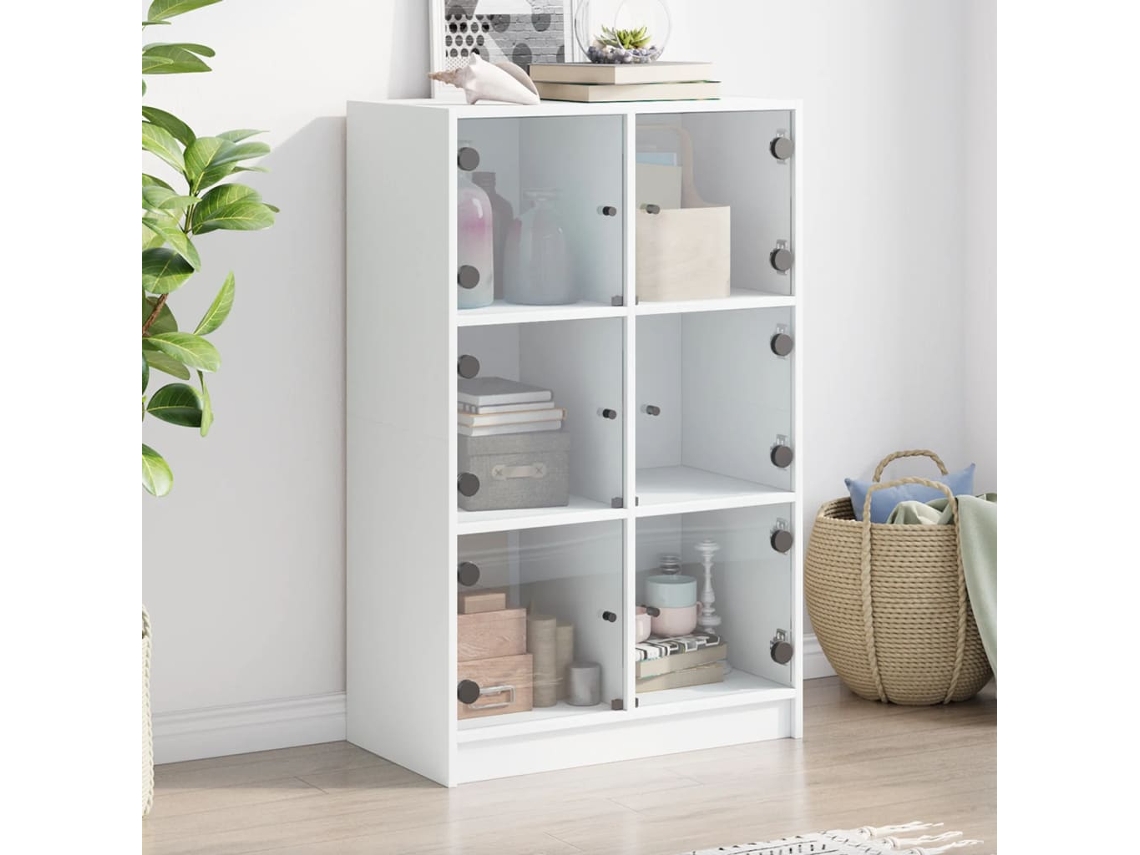 Vidaxl Armário Alto C/ Portas 68x37x109 Cm Derivados De Madeira Branco