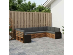 Vidaxl Conjunto De Sofás Para Exterior 10 Pcs Natural E Antracite
