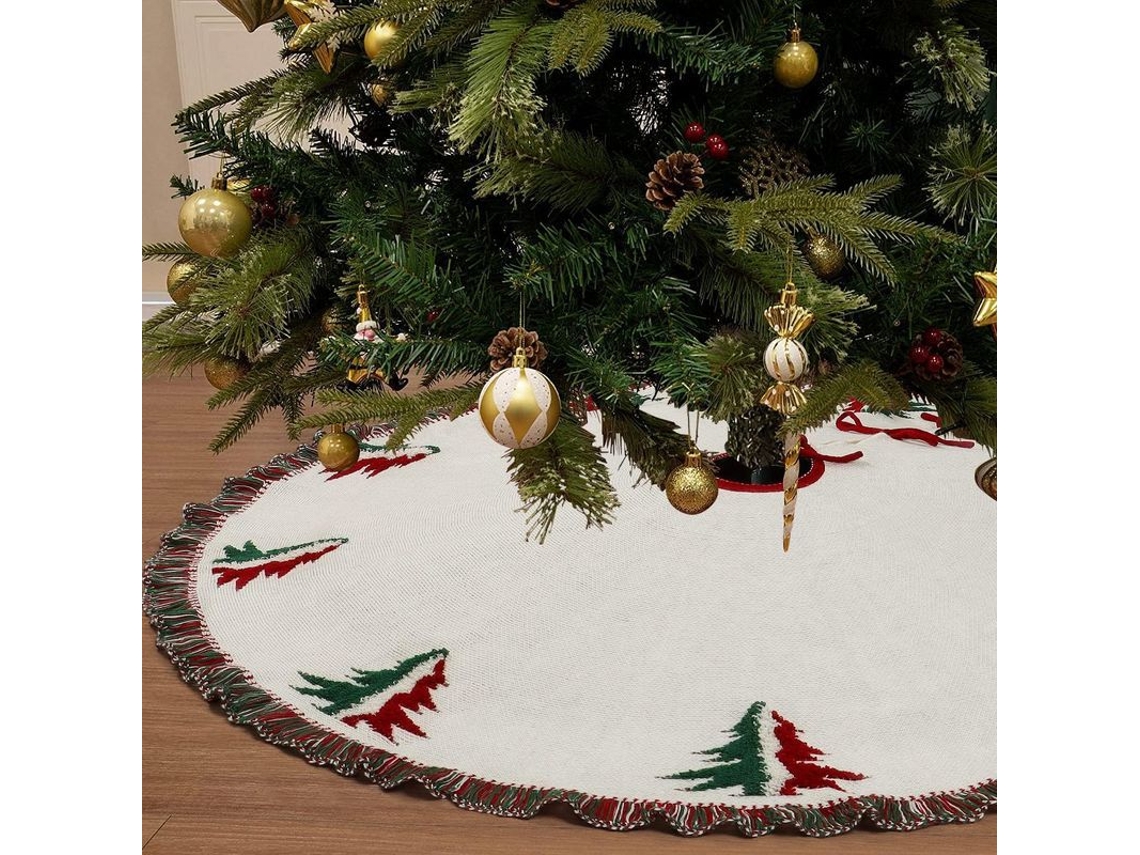 Saia de árvore de Natal 122cm, lã grossa, crochê com tassel NOVA LINE