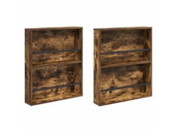 Estante de Revistas 2 Pcs Carvalho Defumado 60 X 12 X 70 Cm VIDAXL
