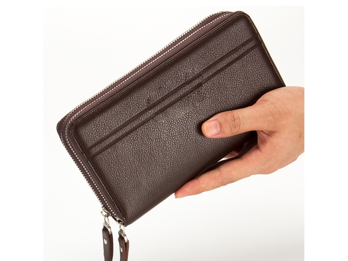 Cartera Larga De Piel Pu Para Hombres Empresarios Con Cremallera Top Y Tarjetero
