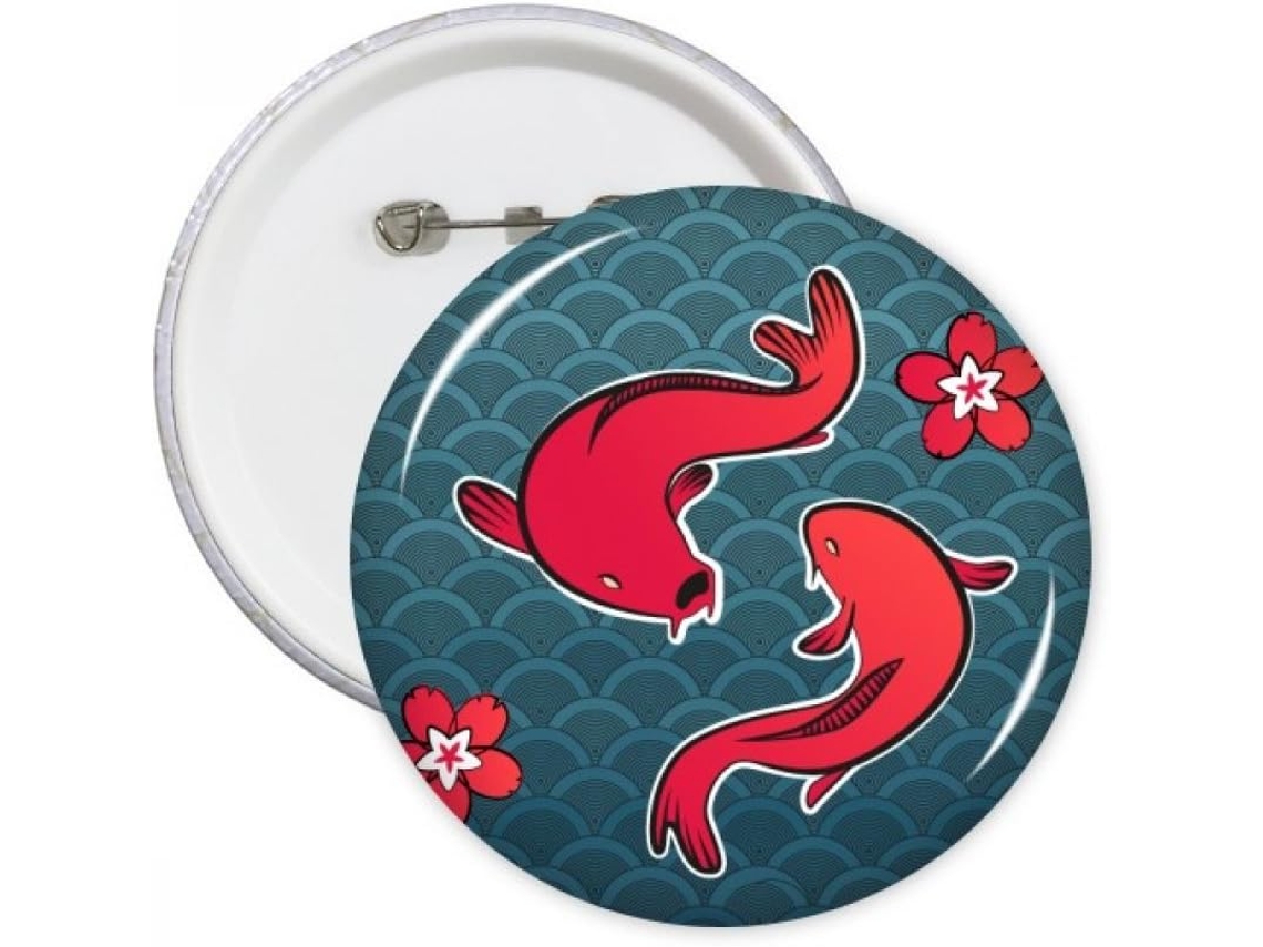 Diythinker Broches Redondos Chineses de Peixinho Dourado da Sorte Japonês, Decoração Roupas, Presente, 5 Peças