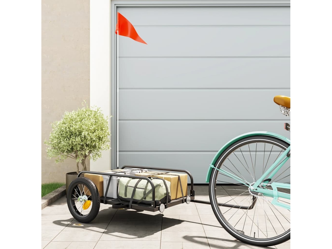 Vidaxl Reboque Para Bicicleta 122x53x31 Cm Ferro Preto