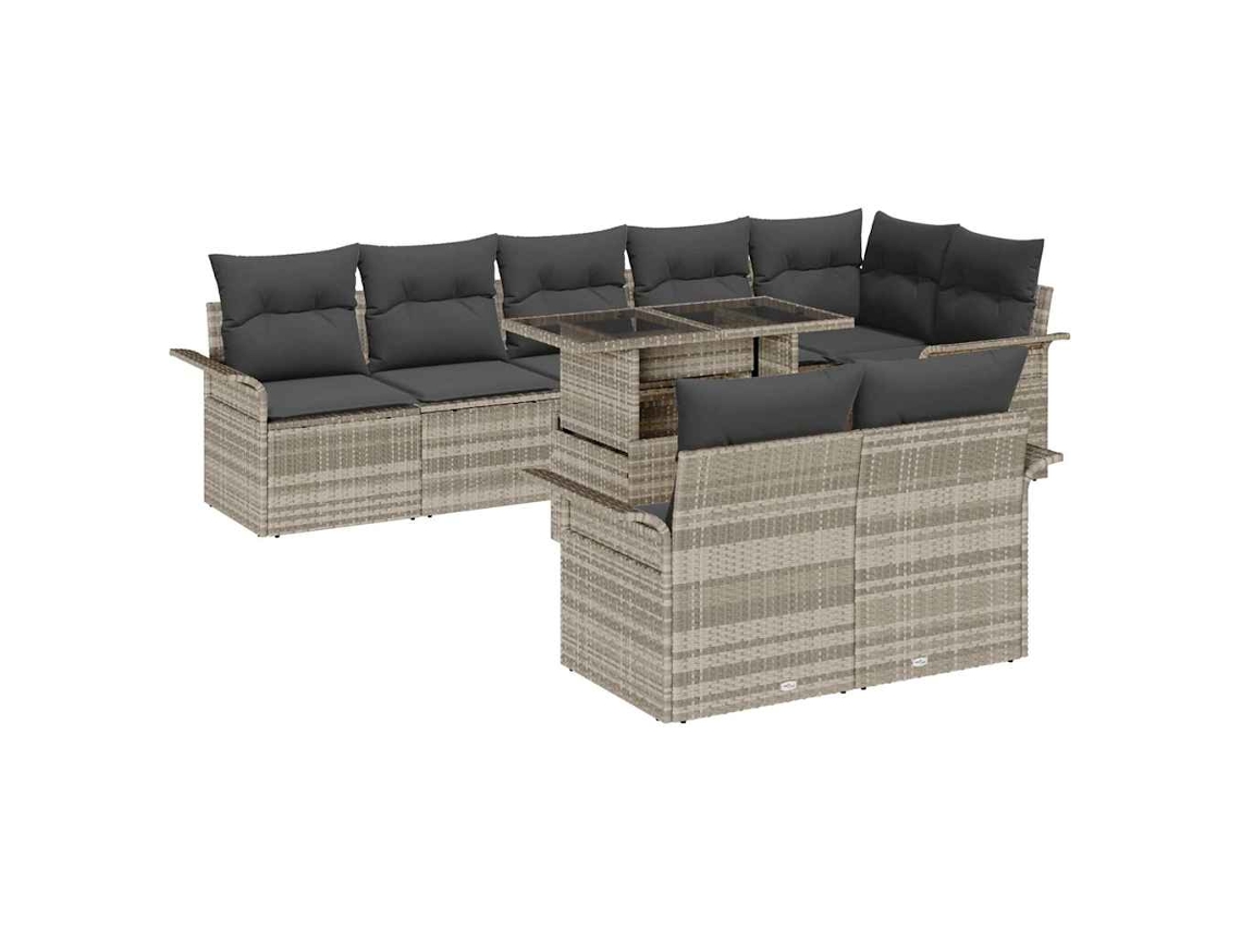 Vidaxl Conjunto De Sofá De Jardim Com Almofada 9 Pcs Cinzento-claro
