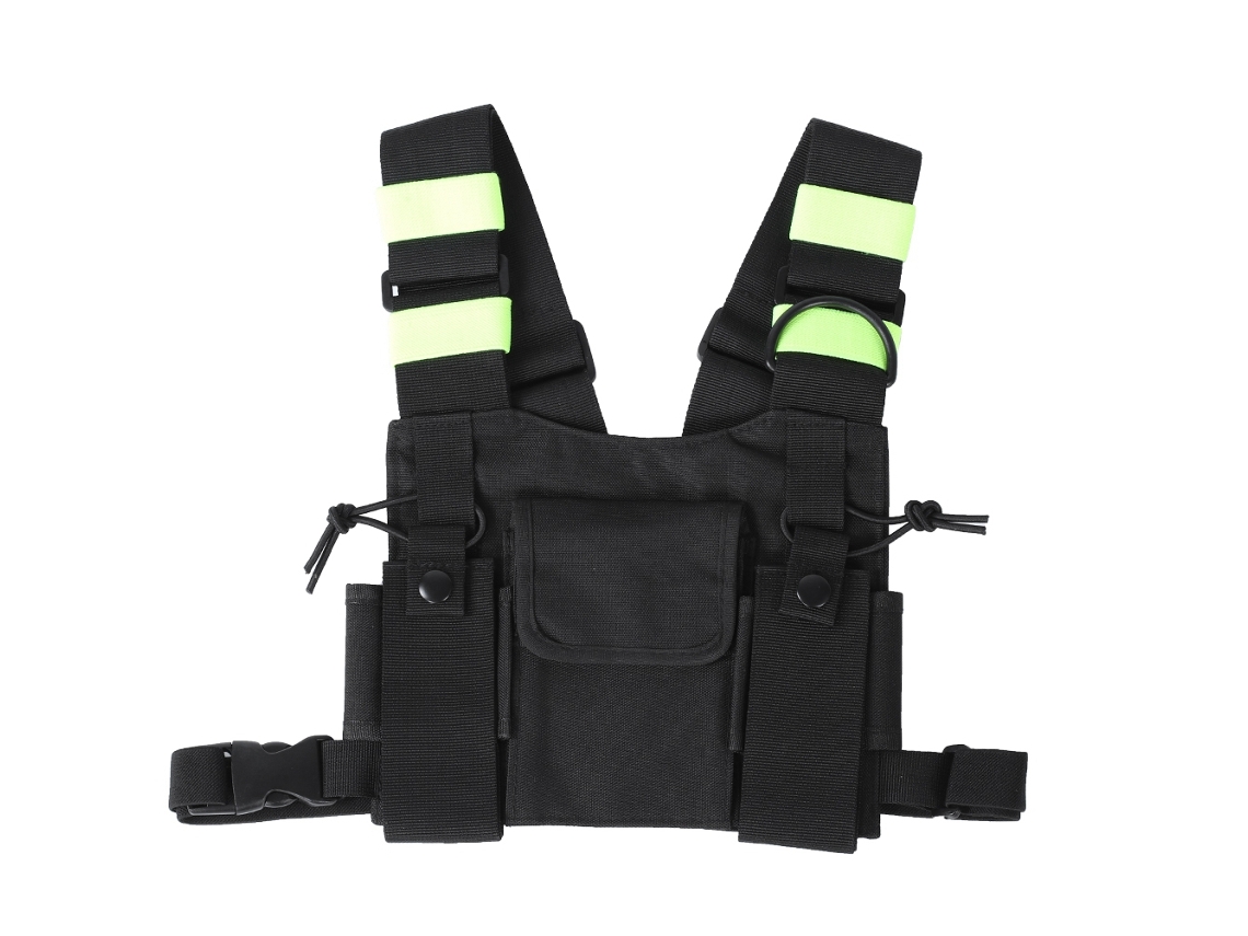 Harness De Peito Com Banda Refletiva Amarela E Estojo Frontal Para Uv-5r/82/9r/xr