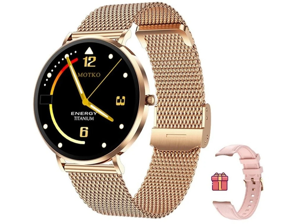 Smartwatch Ultrafino Aço T8pro 1.32 Amoled Com Ouro Rosa Health Resources Bestvite