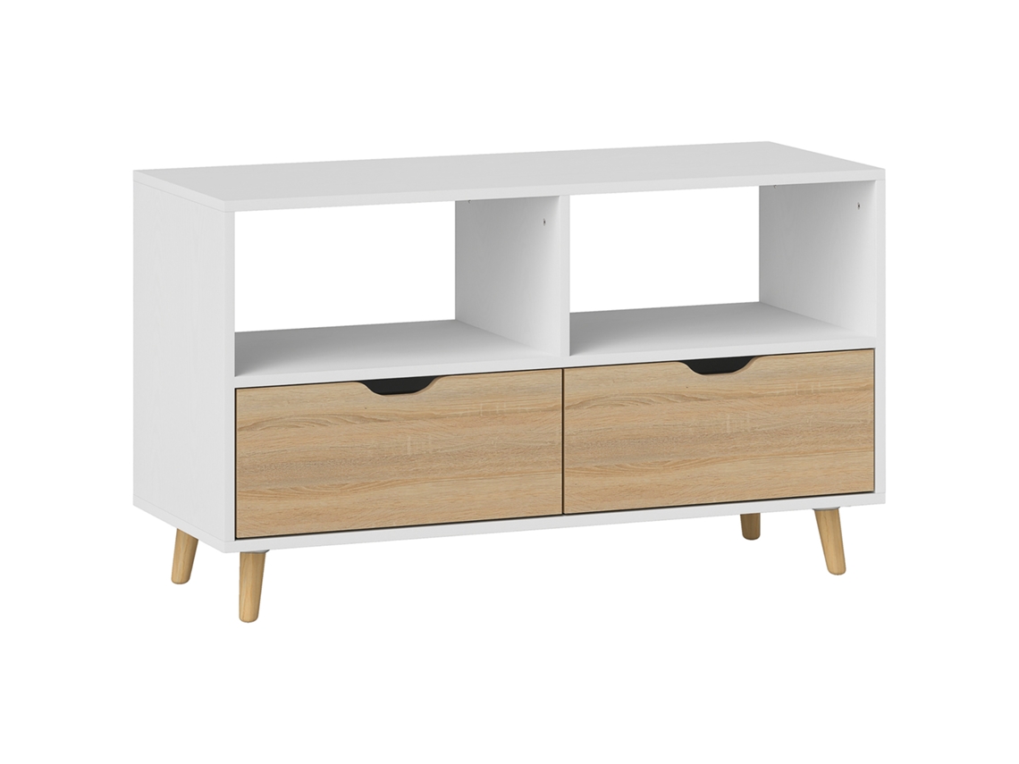 Rack Compacto 99cm 2 Prateleiras 1 Gaveta Branco