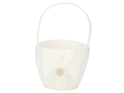Cesta de Flores Branca de Cetim para Menina de Casamento | S/MARCA