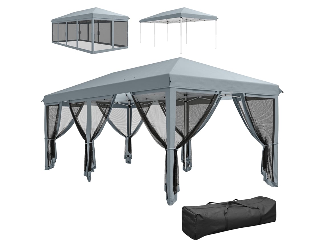 Tenda Pop up 4x4m Teto Duplo Uv50+ 4 Mosquiteiros Zíper Cor Bege DECORALAR TECH