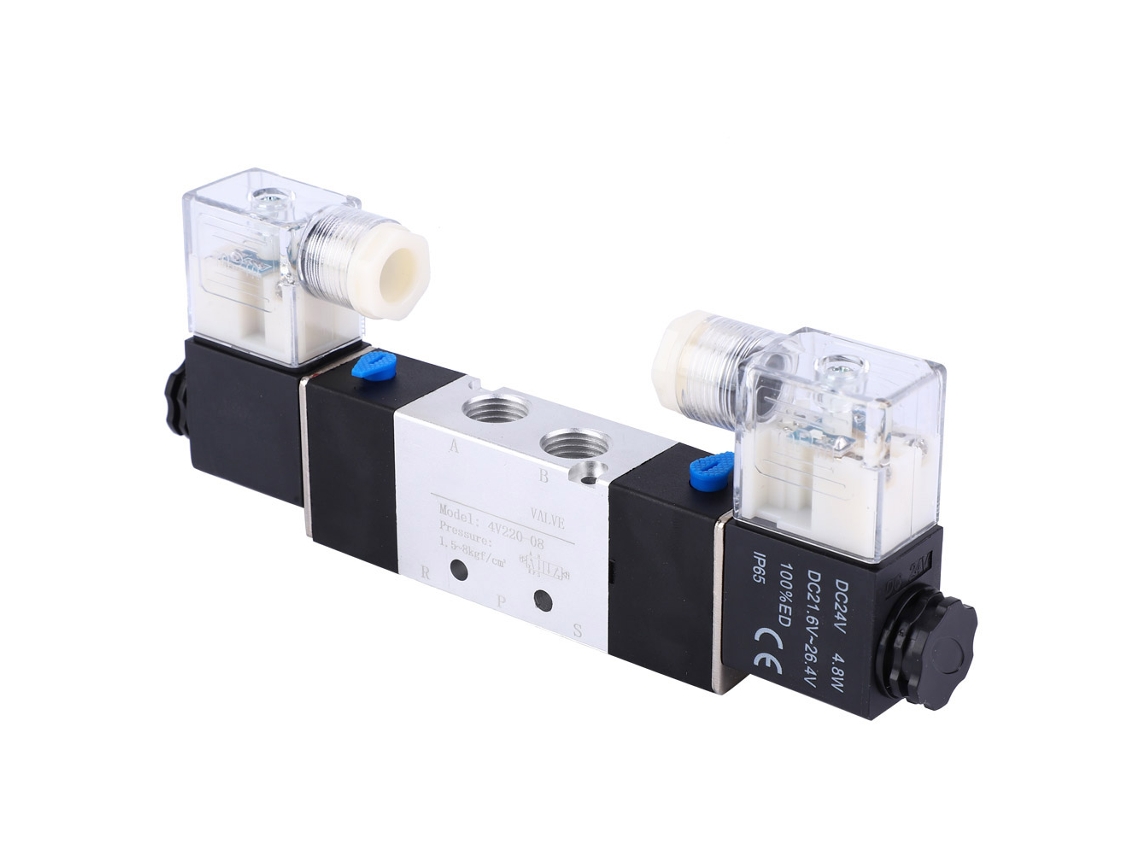 Válvula De Ar Eletromagnática Pneumática Laxiscreed 2 Posições 5 Vias Dc 24v Para Automação
