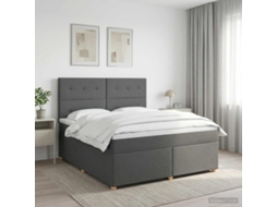 Vidaxl Cama Box Spring Com Colchão Cinzento-escuro 160 X 200 Cm Tecido