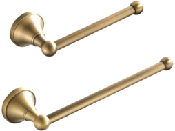 Conjunto de 2 Acessórios para Banheiro Toalheiro e Suporte para Papel Higiênico em Latão Antigo, Bronze Escovado BRILVIBERA