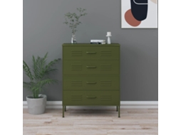 Vidaxl Cómoda/aparador Com Gavetas Aço 80x35x101,5 Cm Verde-azeitona