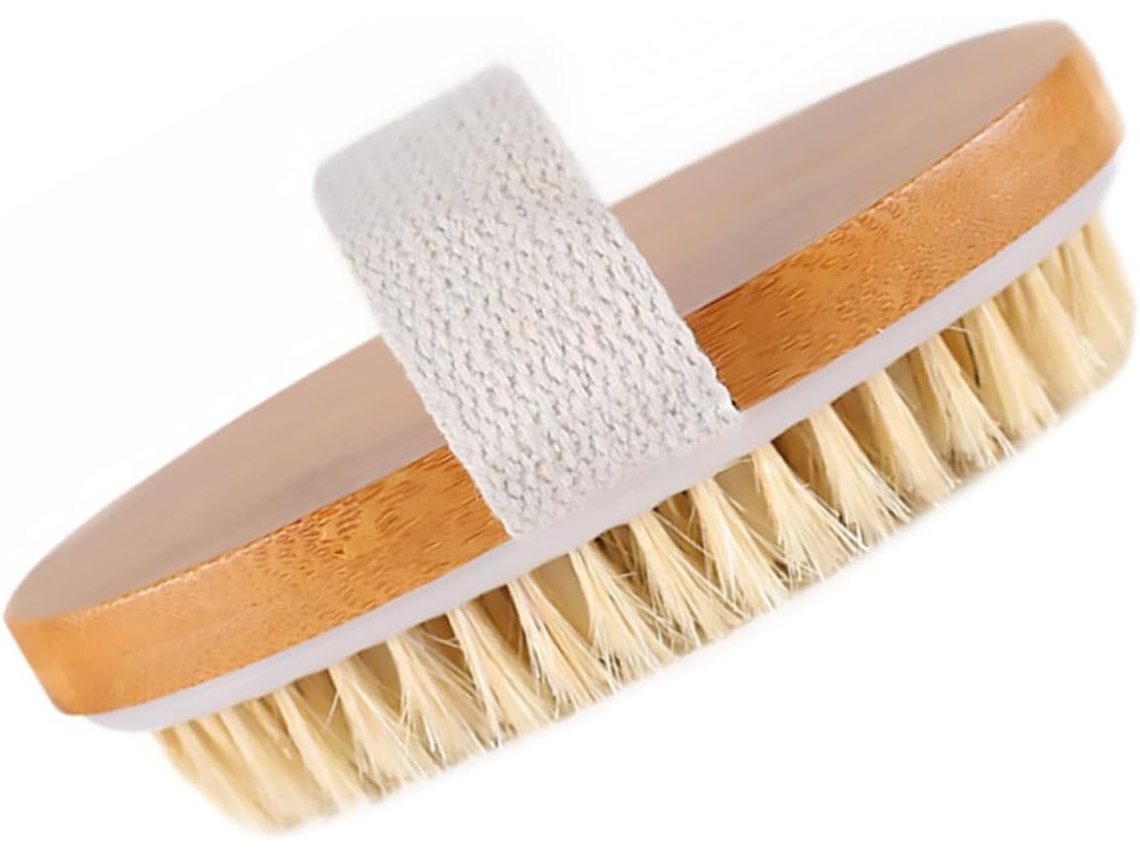 Escova De Banho Multifuncional Madeira Mobestech Com Cerdas Naturais Para Massagem E Limpeza Corporal Acessório Compacto