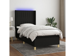 Vidaxl Cama Box Spring C/ Colchão E Led 80x200 Cm Tecido Preto