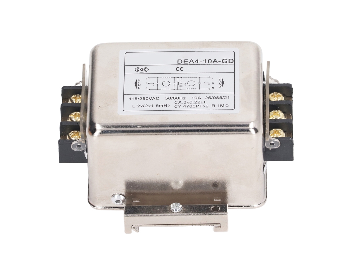 Filtro Emi de 10a Filtração de Ruído Antiinterferência Instalação Rail 35mm Filtro de Potência Monofásico 125v 250v
