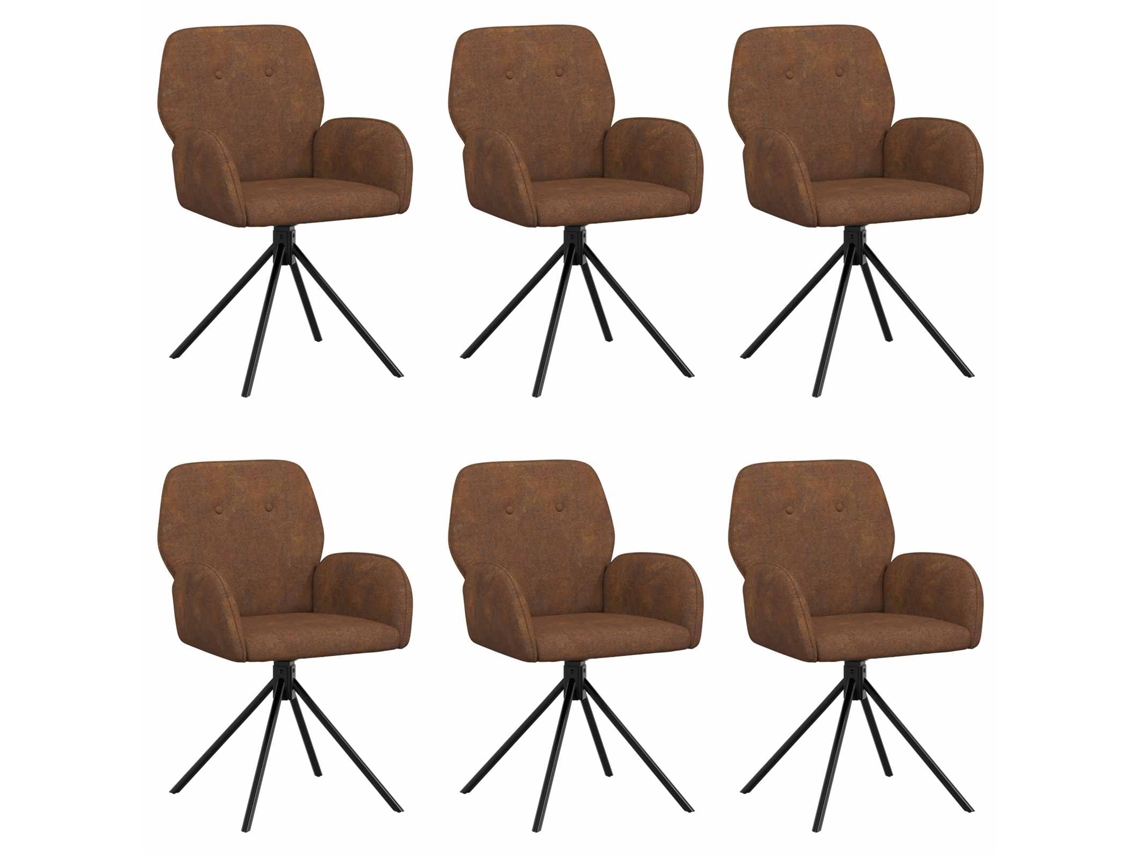 Vidaxl Cadeiras De Jantar Giratórias 6 Pcs Couro Suede Sintético