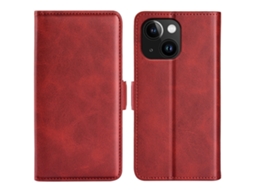 Capa Textura Gémeo Para Iphone 15 Plus Pele Sintética Vermelho