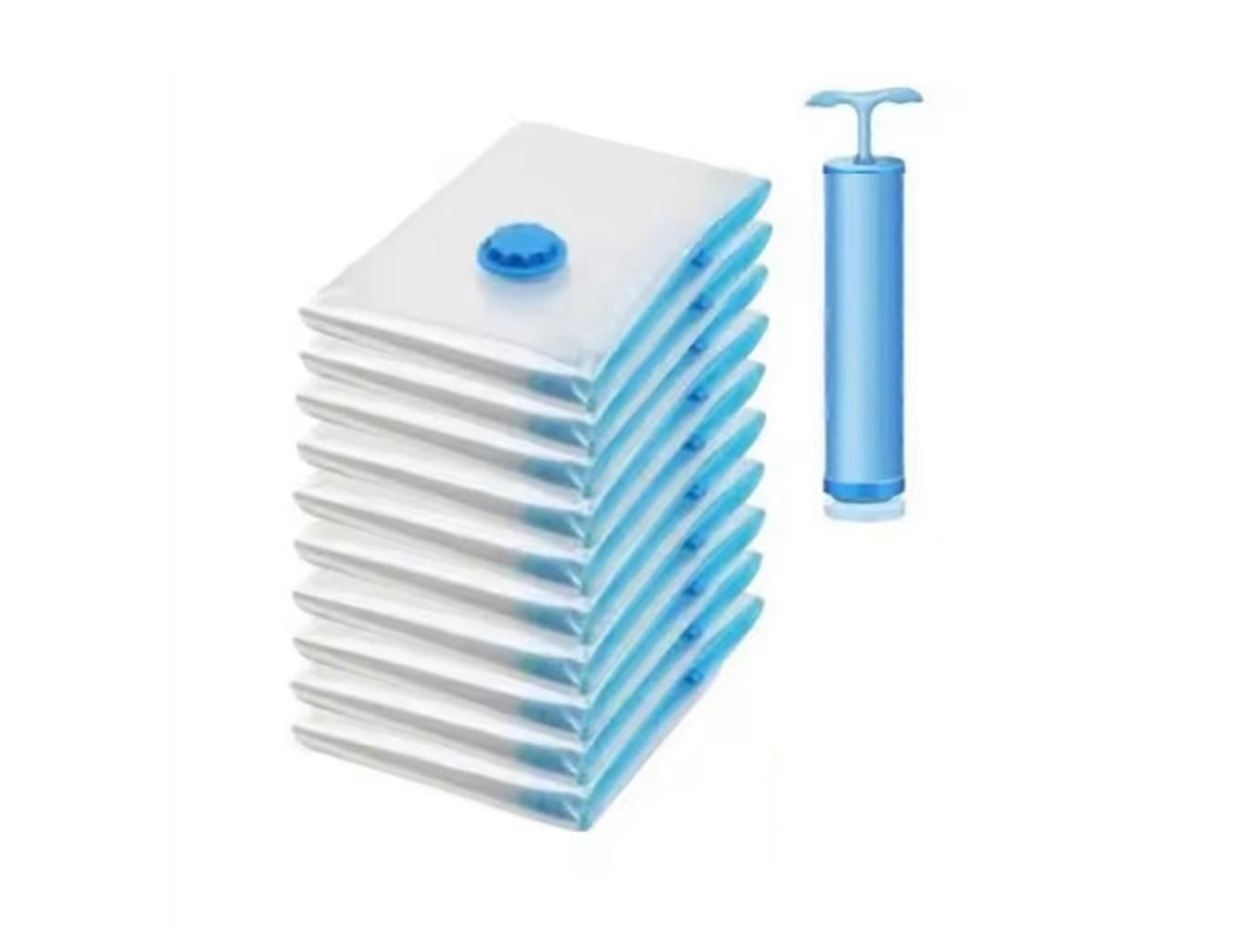 Conjunto De 10 Sacos Compressão A Vácuo Espessados, Transparentes Para Edredom, Armazenamento Com Bomba Manual