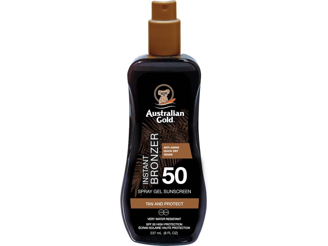 Protetor Solar AUSTRALIAN GOLD Instant Bronzer Spray Gel SPF 50 (237 ml)