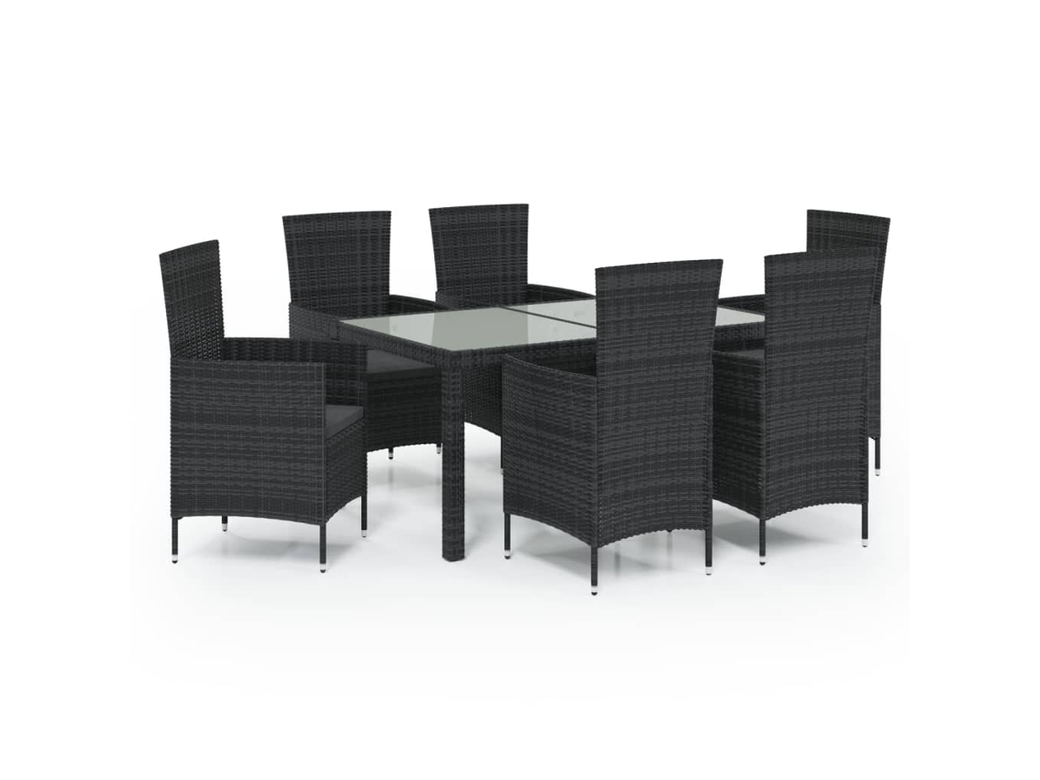 Outdoor Dining Set, Outdoor Dining Sets Vidaxl Preto Rattan / Vime (150 Cm Table Length)