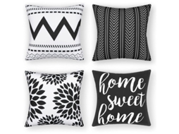 Nova Line capas de Travesseiro 18x18 Conjunto de 4, Geométricas Modernas para Sofá, Cama, Carro, Preto