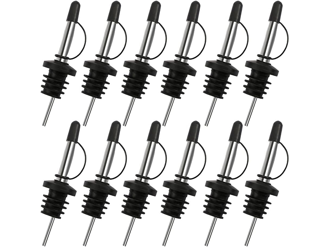 Conjunto De 12 Bicos Dosadores Para Bebidas, Bico Cônico De Aço Inoxidável, Bico Dosador Para Vinho Com Tampa Protetora Contra Poeira, 19 Mm
