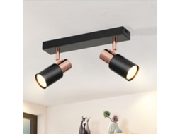 Nettlife Candeeiro De Teto Com Focos Preto Gu10 2 Luzes Rotativas 355° Industrial Moderno Para Cozinha E Sala De Estar, 25 W, Ip20, 15,5 Cm