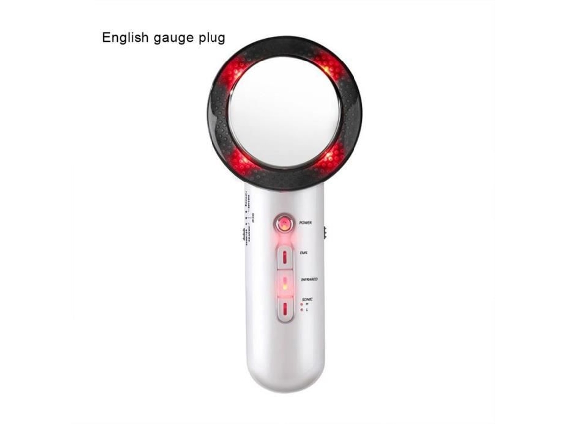 Instrumento de emagrecimento três em um massageador ems instrumento de beleza led ultrassônico branco reino unido