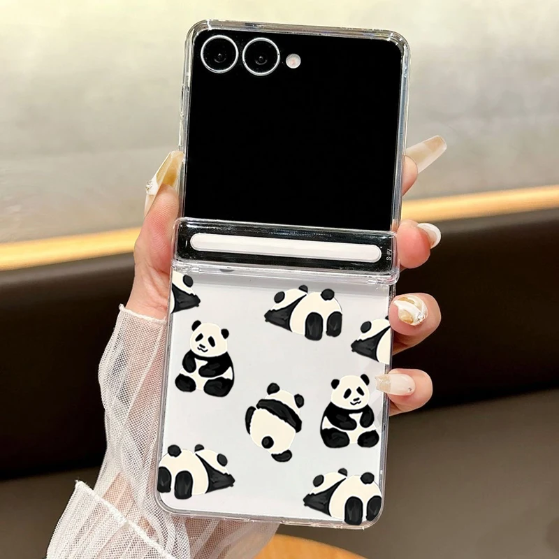 Capa Transparente Magnética Para Galaxy Z Flip7 Com Estampa De Panda.