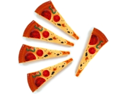 Conjunto de 5 Canetas Esferográficas em Formato de Pizza com Adesivo, Pretas, Escrita Suave. SFUSHOS