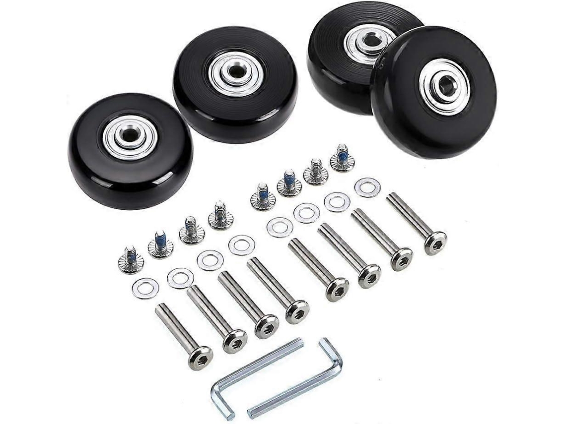 Rebe-set De 4 Rodas De Repuesto Para Mala 50x18mm (preto) Com Eixos E Ferramentas