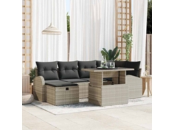 Vidaxl Conjunto De Sofá De Jardim 7 Unid. Cinzento-claro Vime Pe