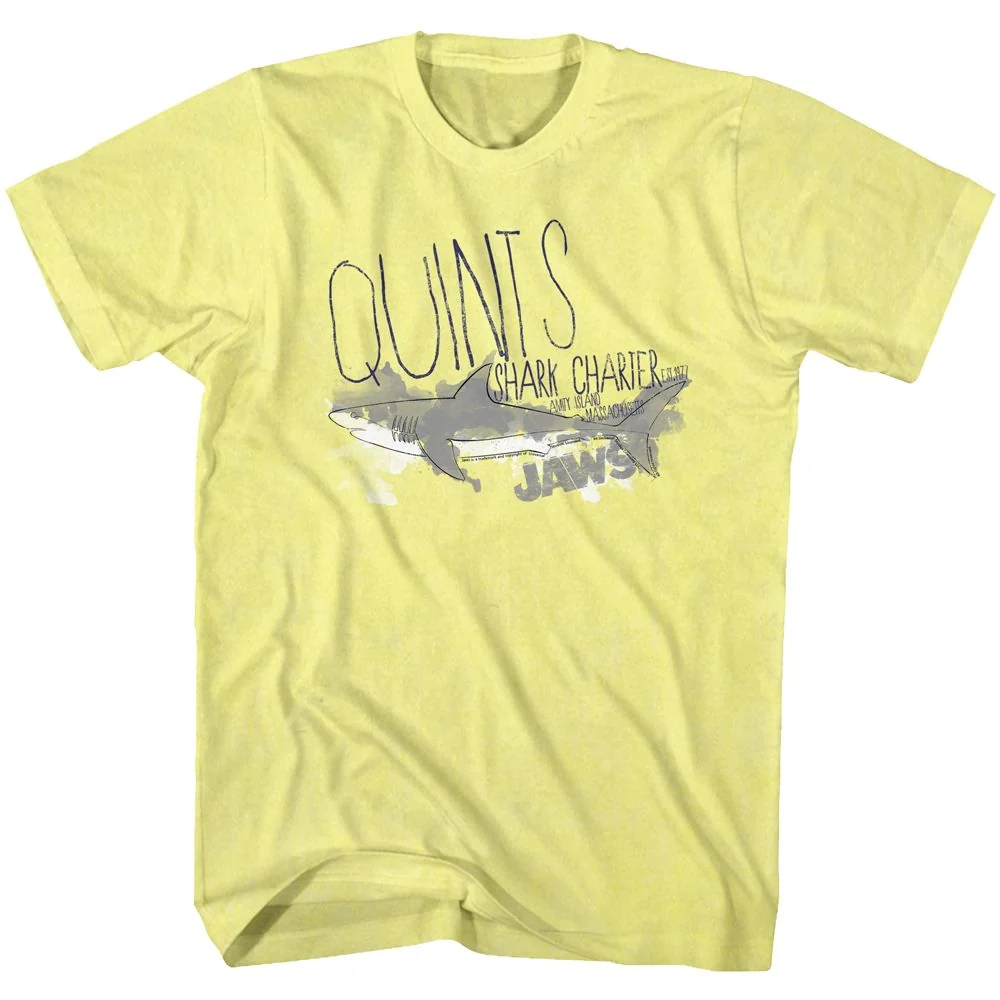 Rockinstone Jaws Movie Charter Business Heather Yellow Adult T-shirt Size:l