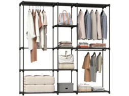 Armário para Roupas BTFORUS com 8 prateleiras de tecido, 182x43x185cm, preto