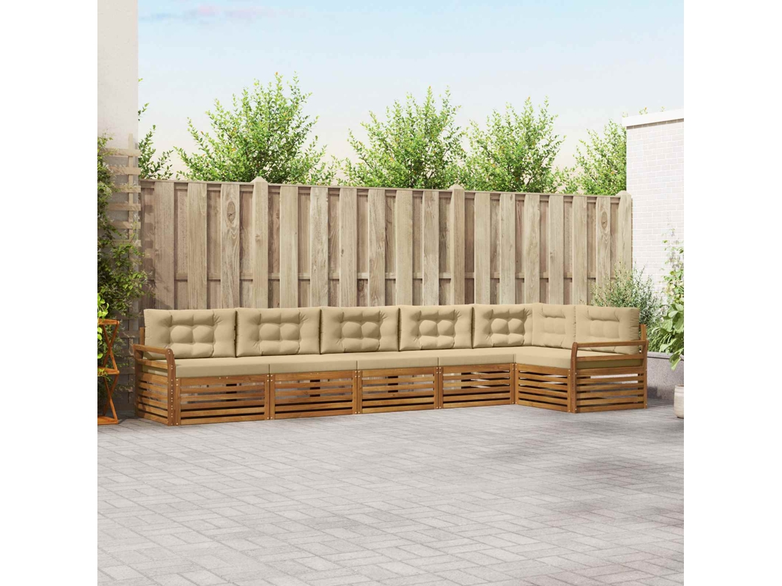 Vidaxl Conjunto De Sofás Para Exterior 6 Pcs Natural E Bege