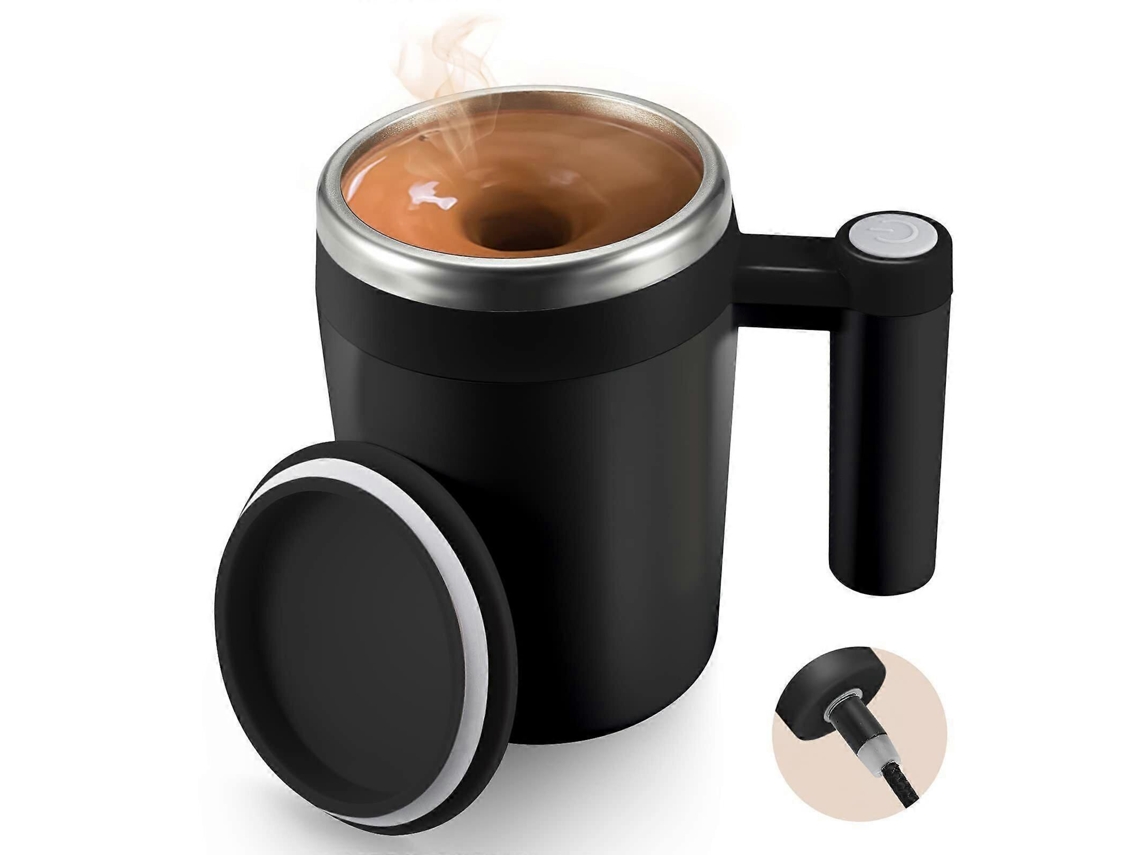 Caneca De Café Com Misturador Automático, Recarregável, Magnética E Com 2 Barras De Mistura, 385 Ml (13 Oz), Em Aço Inoxidável, Para Café E Leite.