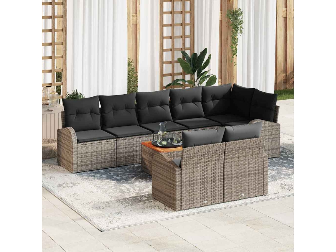 Vidaxl Conjunto de Sofá de Jardim 9 Pcs Cinzeto Vime Pe