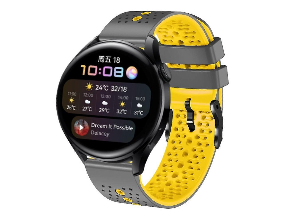 Pulseira De Silicone Perfurada Bicolor De 22 Mm Para Huawei Watch 3
