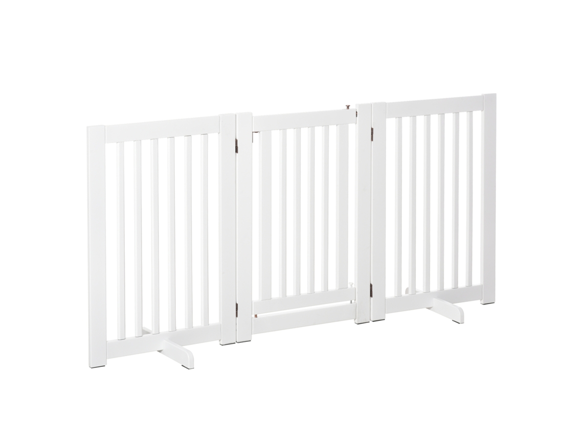 Portão Dobrável de 3 Painéis, Porta Central com Fechadura, Moldura de Mdf, Branco 155x76cm Ge