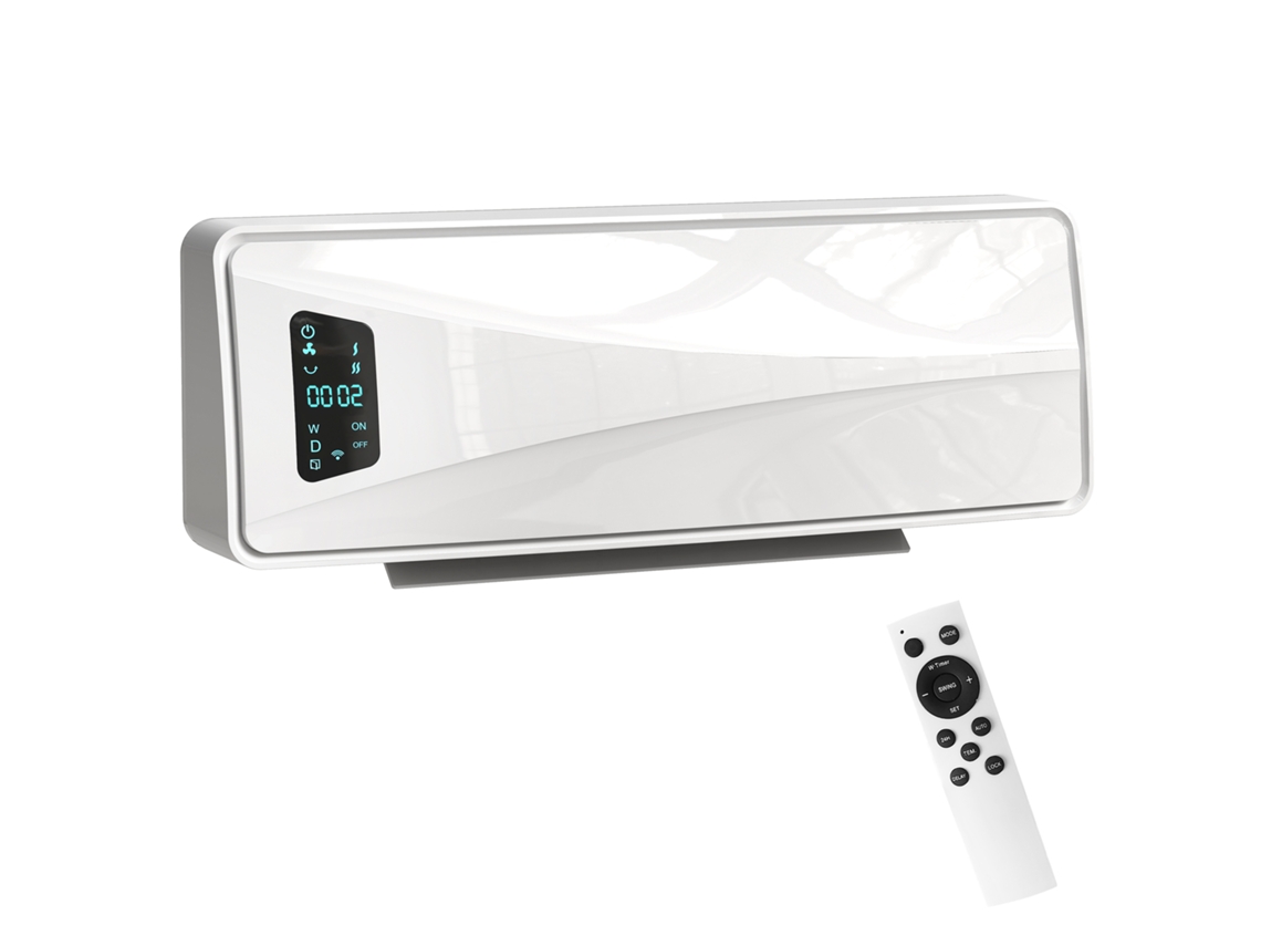 Aquecedor Elétrico de Parede 2000w branco, 3 modos, display LED, termostato, temporizador, oscilação